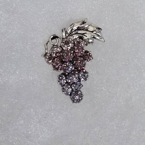 Monet Pink and Lavender Rhinestone Grape Brooch